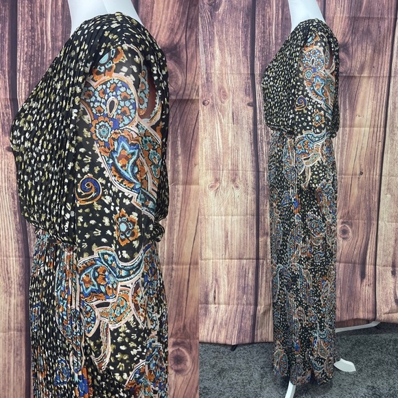 DR2 boho paisley lined boho 3/4 sleeves tassels dress women’s size S? - Picture 4 of 15